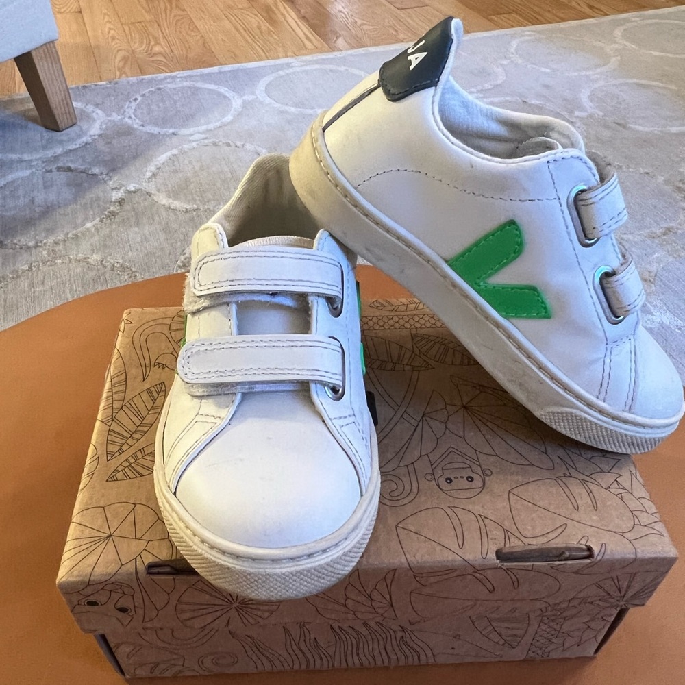 Veja kids, velcro leather extra white absinthe California sneakers